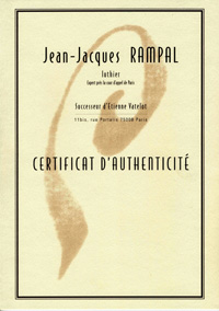 J J Rampal violin certificate